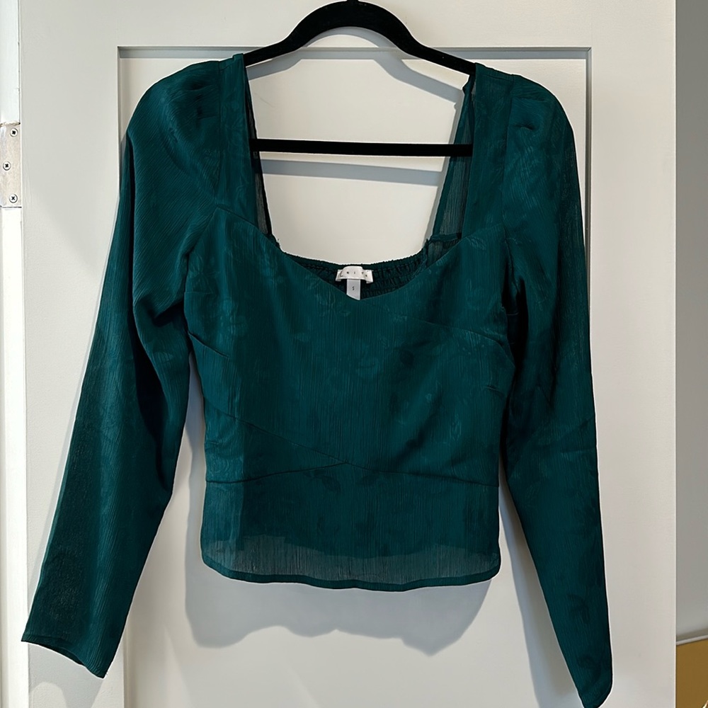 Dark green/turquoise long sleeve blouse